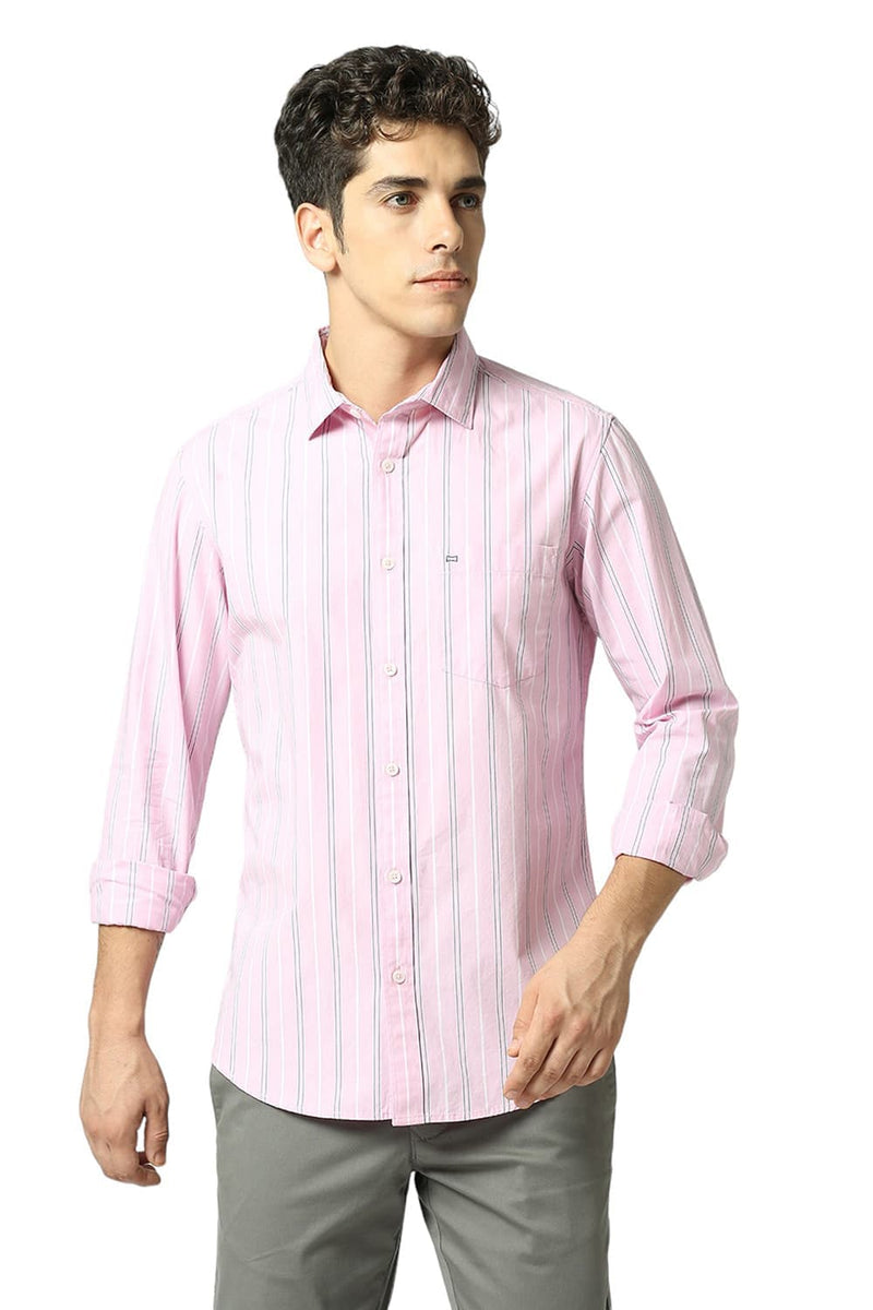 SLIM FIT COTTON FIL-A-FIL STRIPE SHIRT