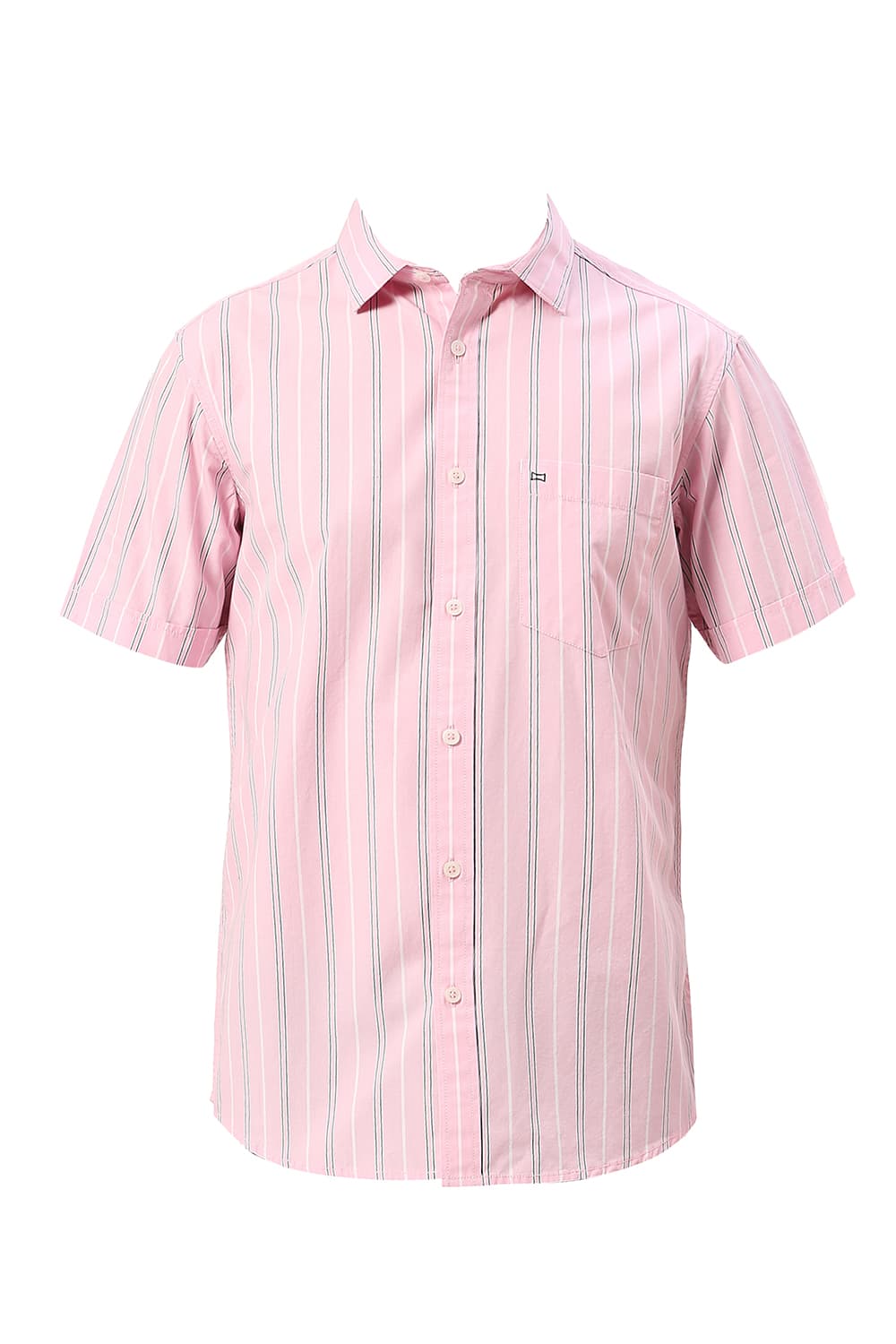 SLIM FIT COTTON FIL-A-FIL STRIPE HALFSLEEVES SHIRT