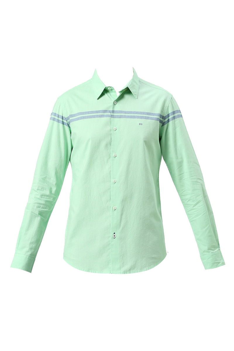 SLIM FIT COTTON OXFORD WEFT ENGINEERING STRIPE SHIRT