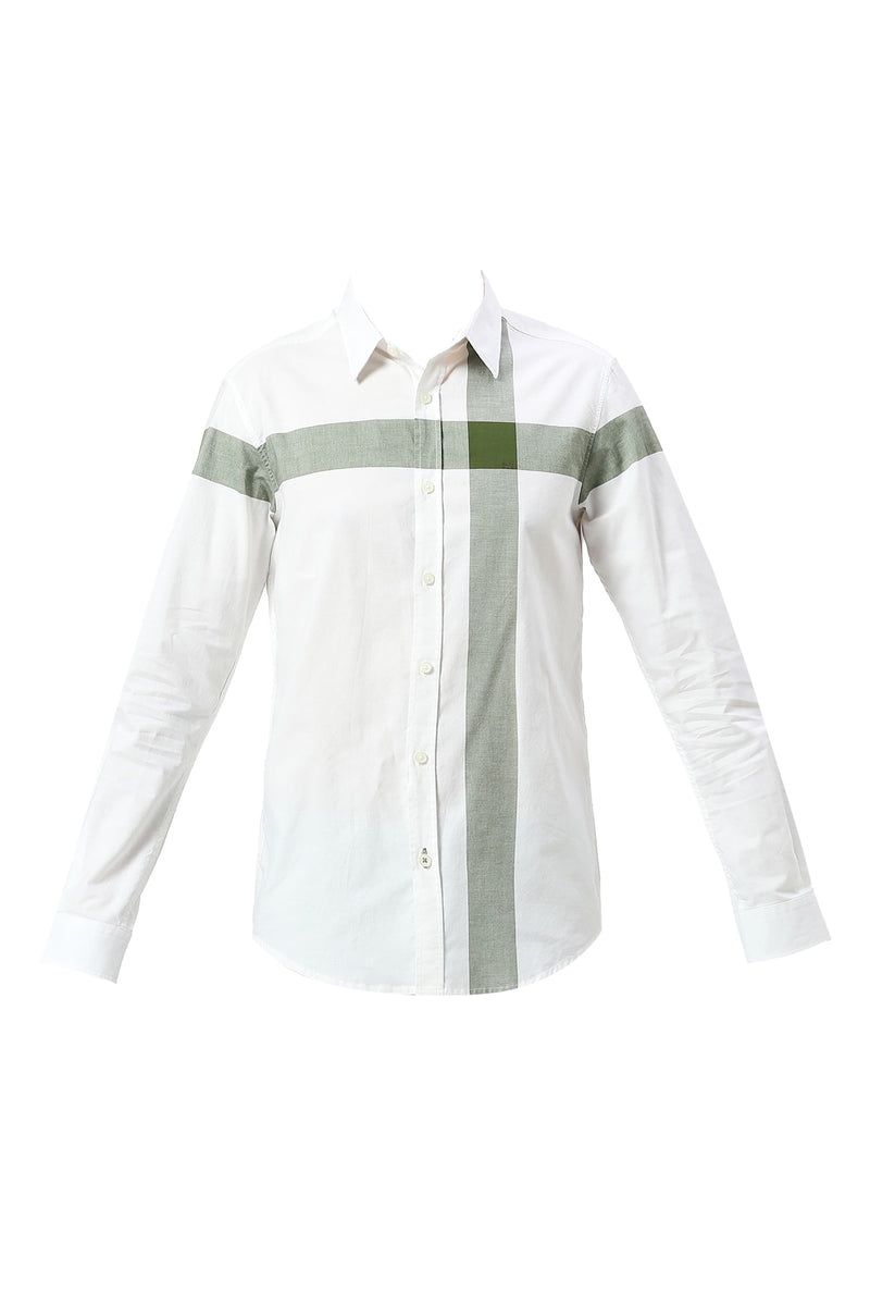 SLIM FIT COTTON OXFORD WEFT ENGINEERING STRIPE SHIRT