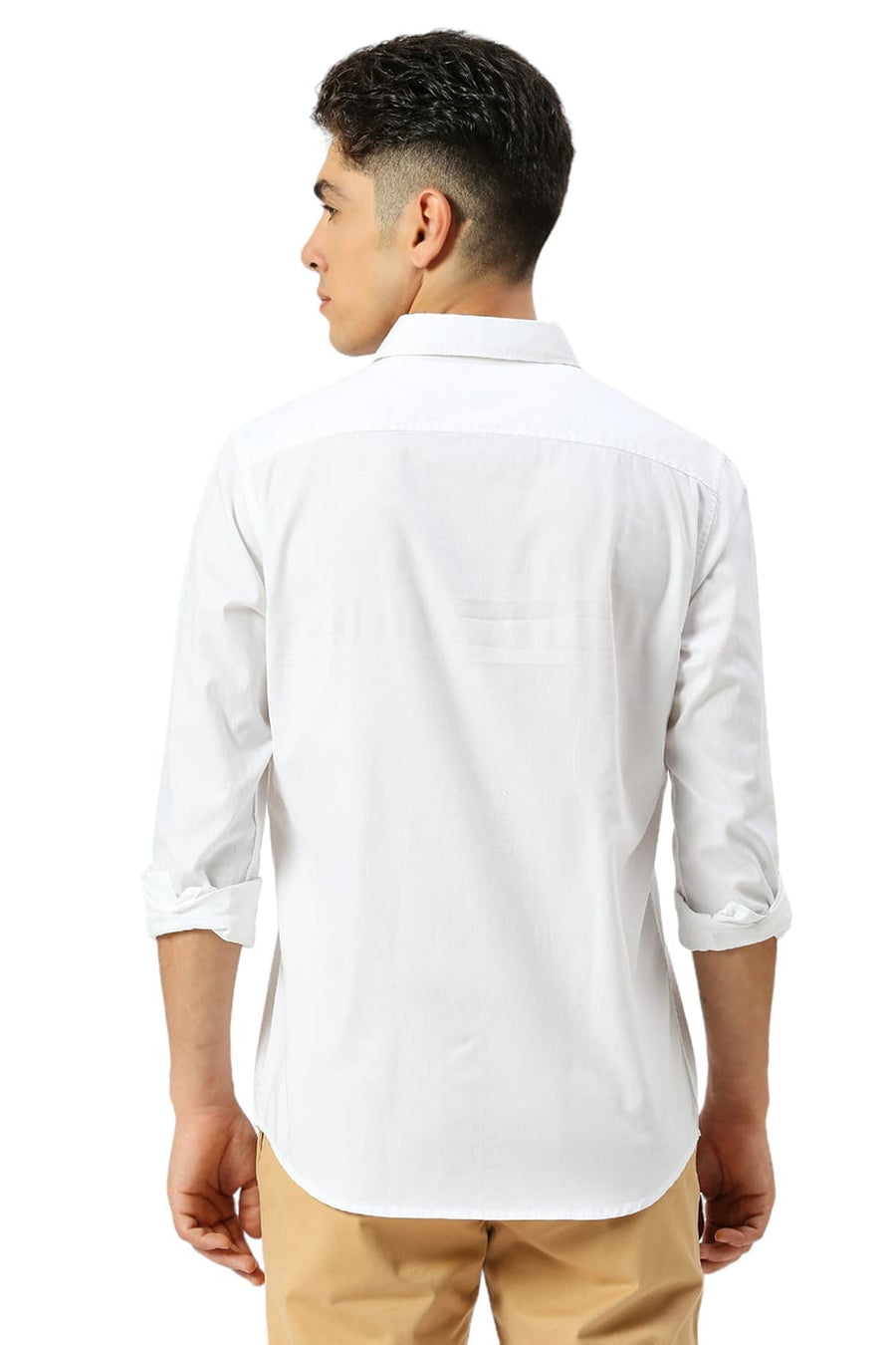 BASICS SLIM FIT BRIGHT WHITE COTTON OXFORD SHIRT