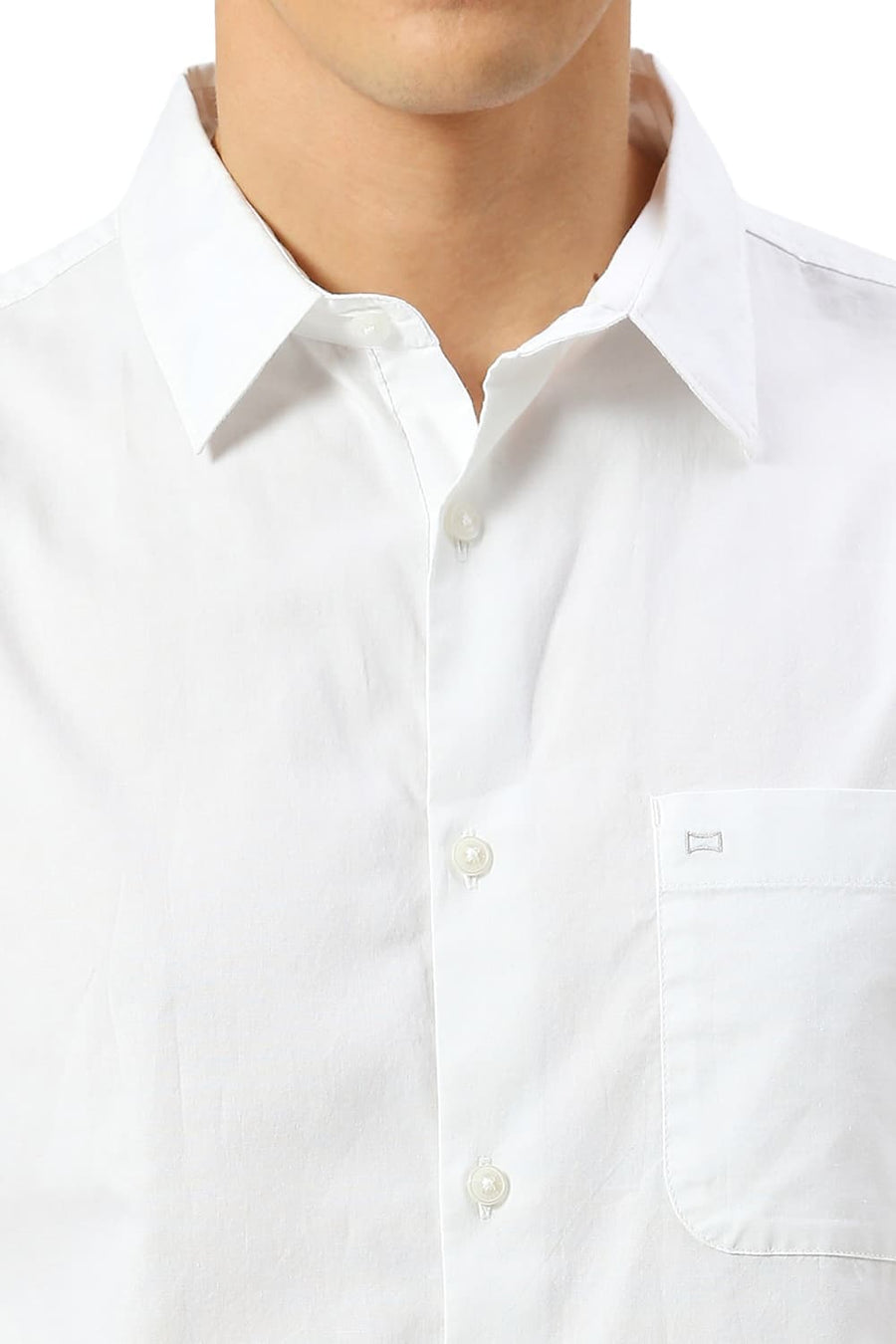 BASICS SLIM FIT BRIGHT WHITE COTTON OXFORD SHIRT