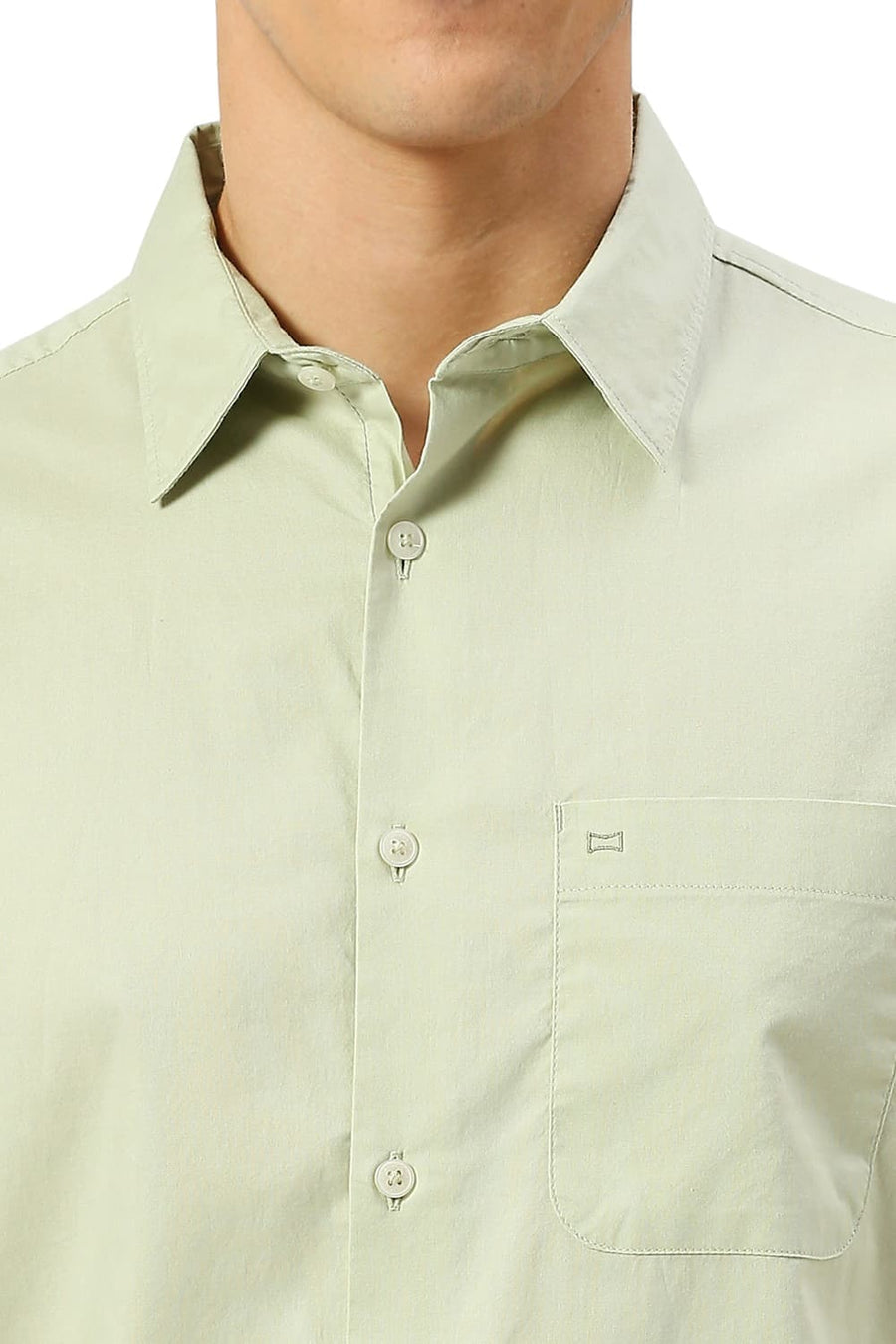 BASICS SLIM FIT GREEN TINT COTTON OXFORD SHIRT