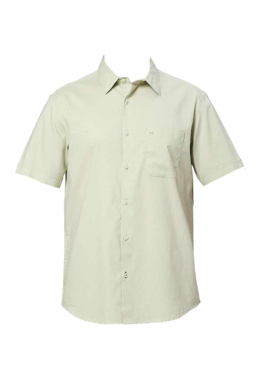 BASICS SLIM FIT GREEN TINT COTTON OXFORD HALFSLEEVES SHIRT