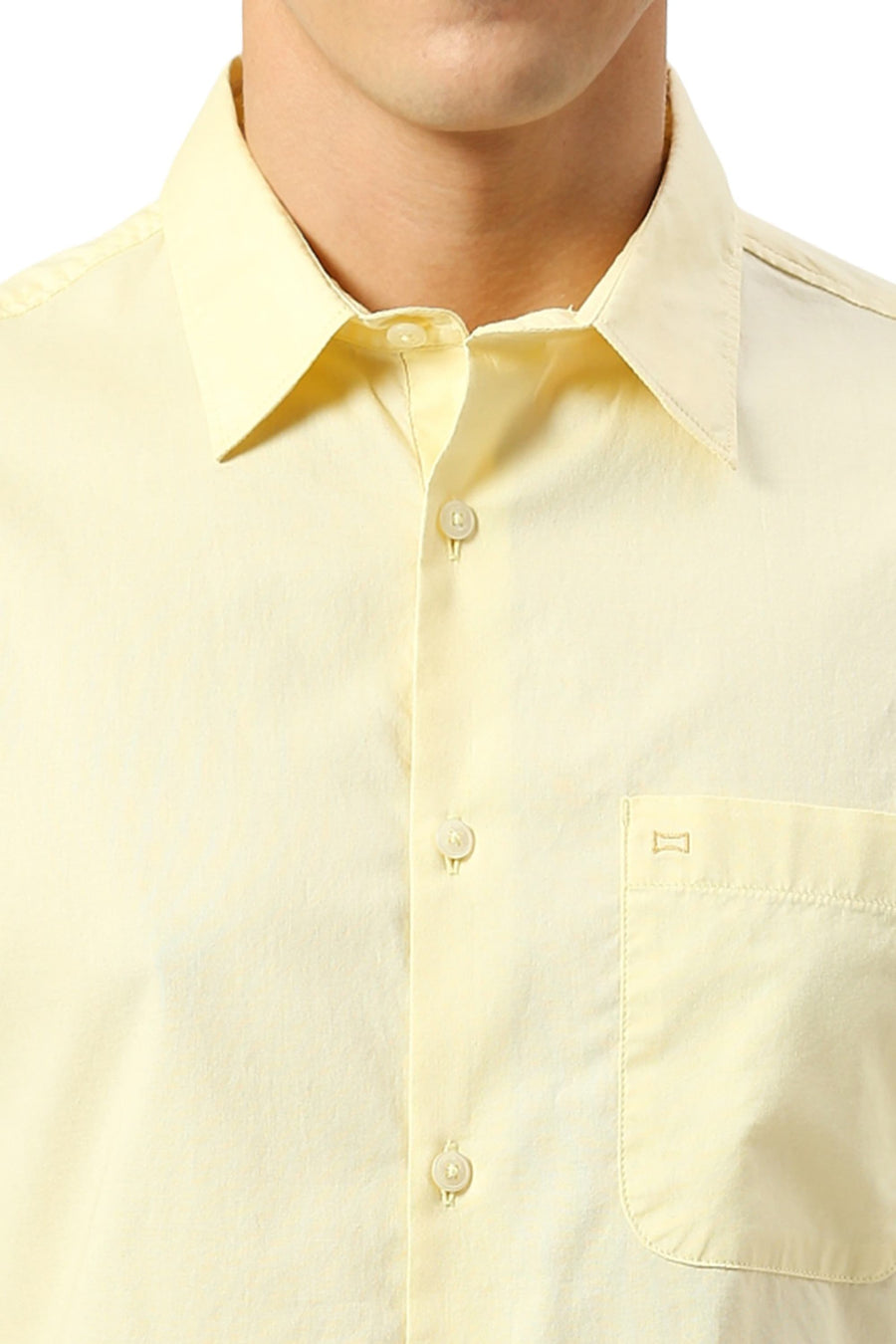 BASICS SLIM FIT PASTEL YELLOW COTTON OXFORD SHIRT