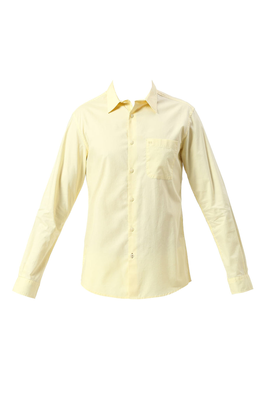 BASICS SLIM FIT PASTEL YELLOW COTTON OXFORD SHIRT