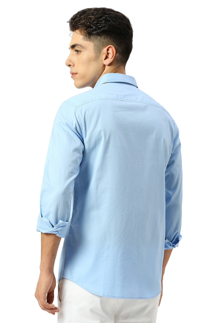 BASICS SLIM FIT SUMMER BLUE COTTON OXFORD SHIRT