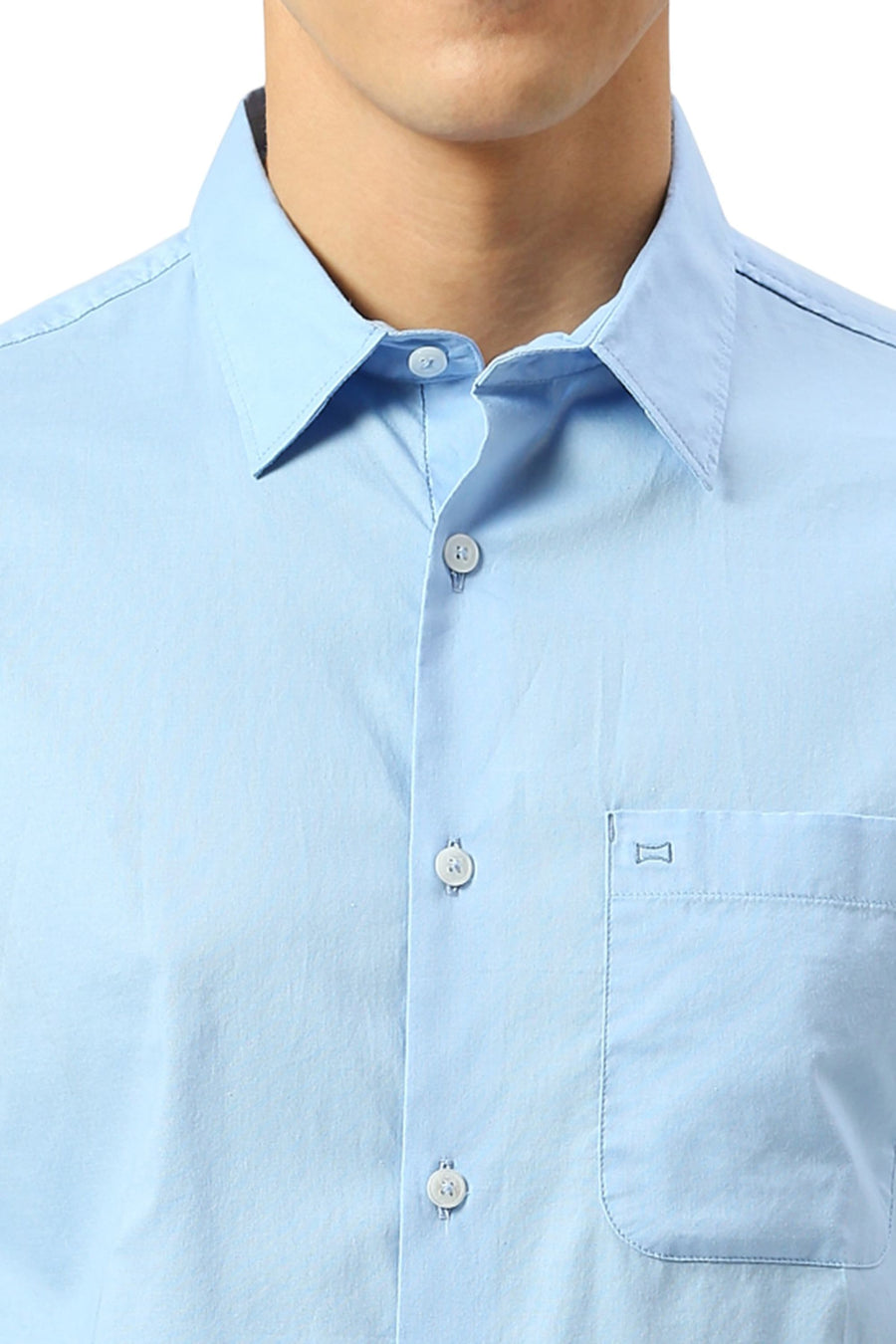 BASICS SLIM FIT SUMMER BLUE COTTON OXFORD SHIRT