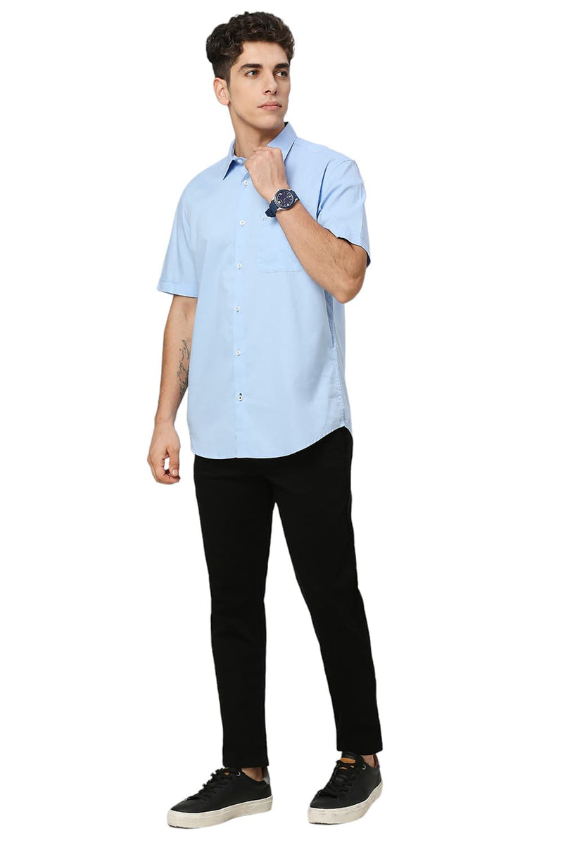 SLIM FIT COTTON OXFORD HALFSLEEVES SHIRT