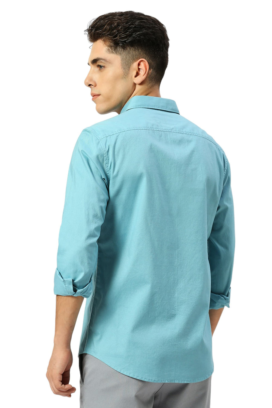 BASICS SLIM FIT REEF TEAL COTTON OXFORD SHIRT