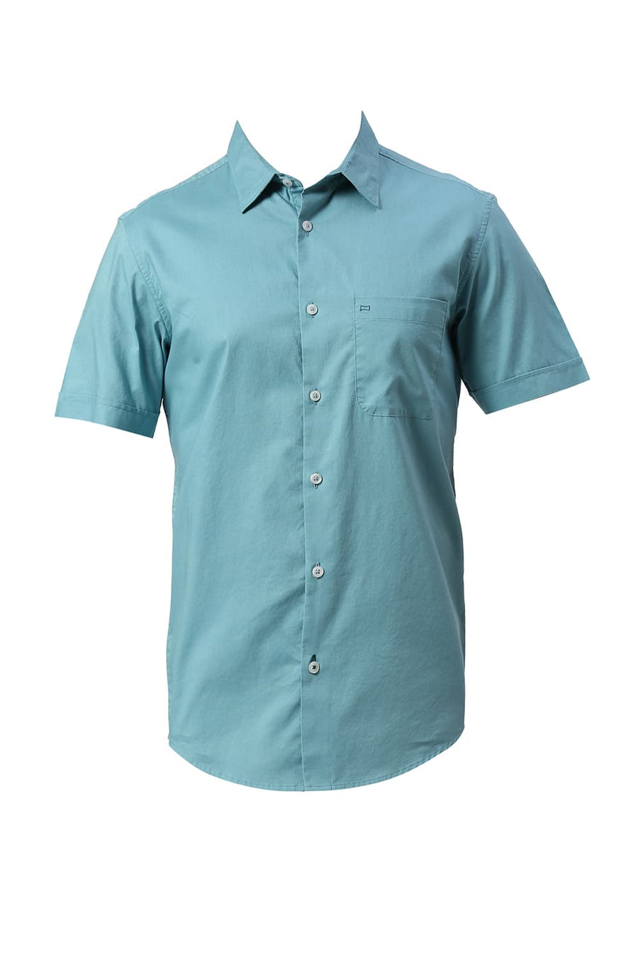 BASICS SLIM FIT REEF TEAL COTTON OXFORD HALFSLEEVES SHIRT