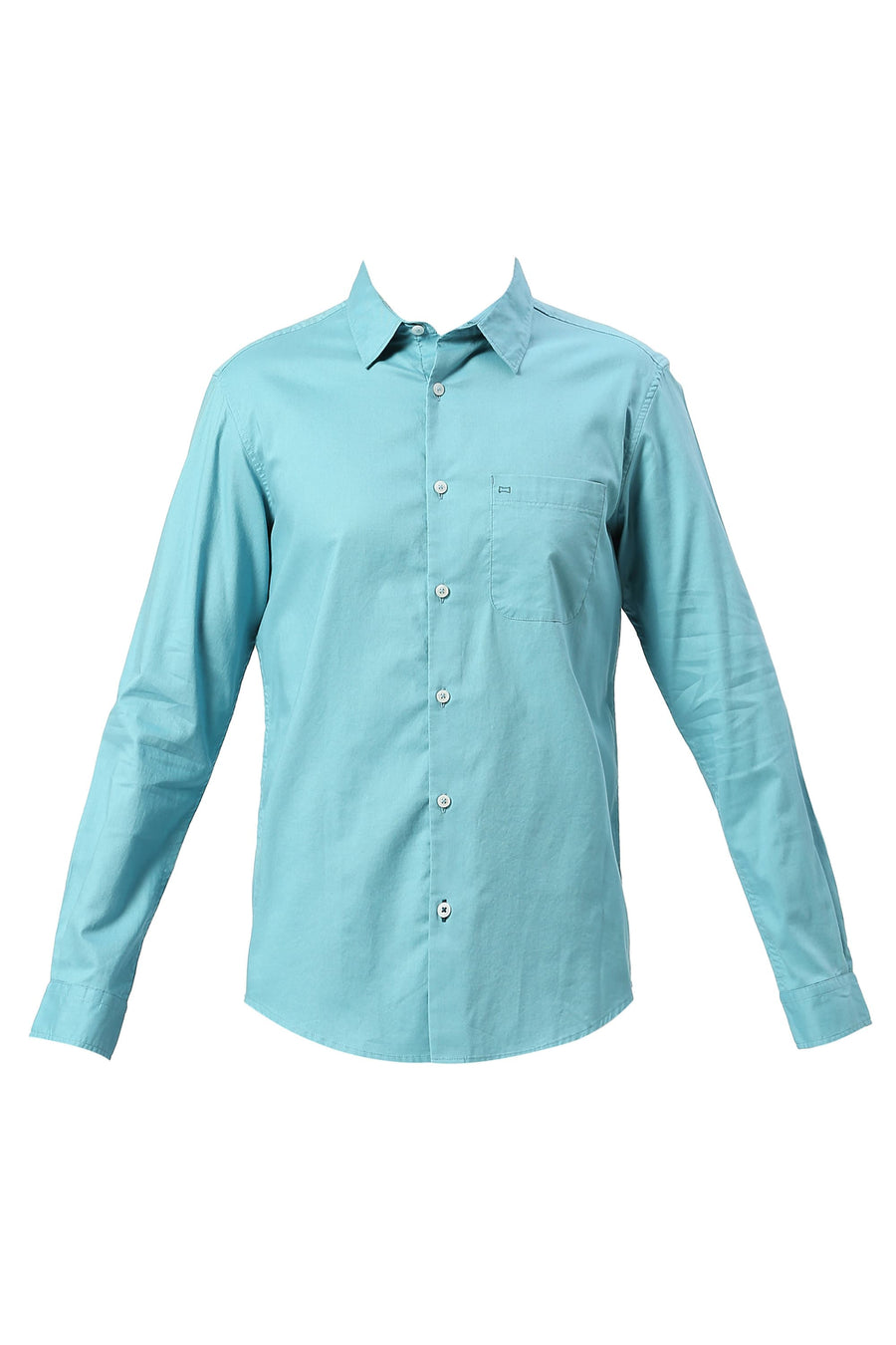 BASICS SLIM FIT REEF TEAL COTTON OXFORD SHIRT