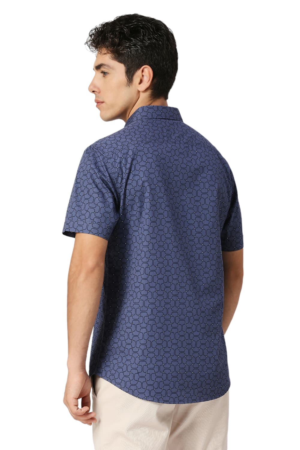 SLIM FIT COTTON PRINTED HALFSLEEVES SHIRT