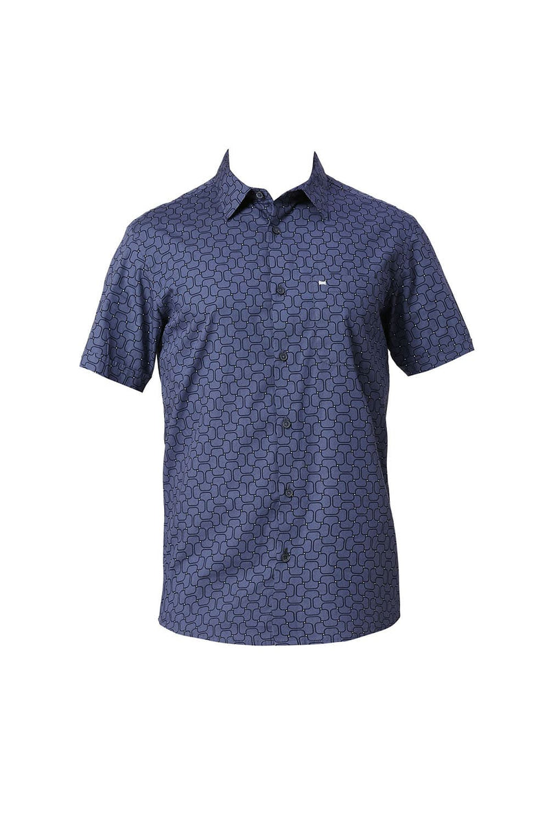 SLIM FIT COTTON PRINTED HALFSLEEVES SHIRT