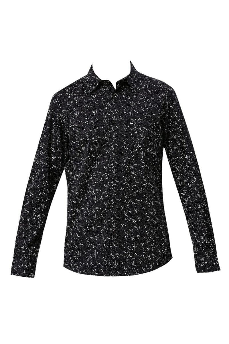 SLIM FIT COTTON TWILL PRINTED SHIRT