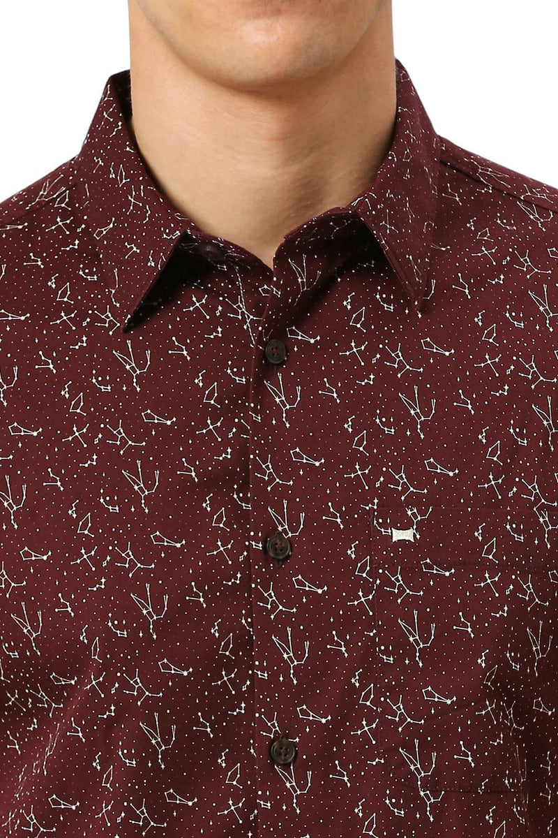 SLIM FIT COTTON TWILL PRINTED SHIRT