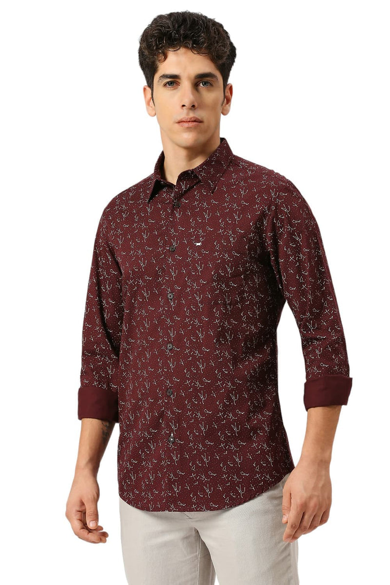 SLIM FIT COTTON TWILL PRINTED SHIRT