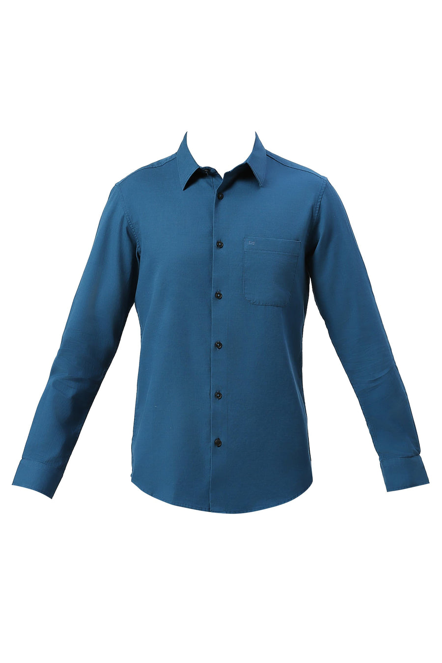 BASICS SLIM FIT SAPPHIRE BLUE COTTON BROKEN TWILL SHIRT