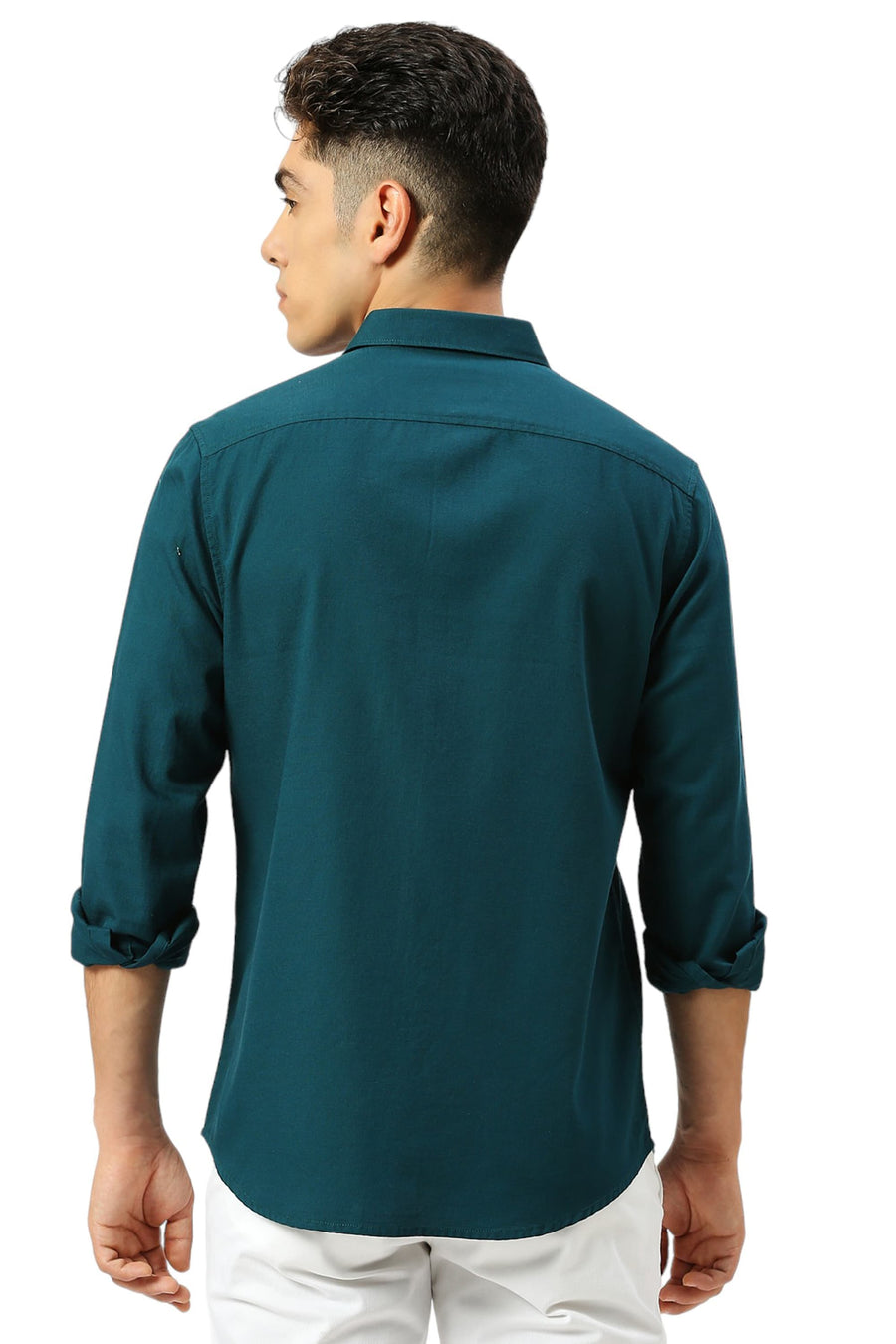 BASICS SLIM FIT TEAL BAY COTTON BROKEN TWILL SHIRT