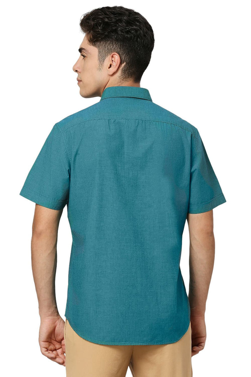 SLIM FIT COTTON FIL-A-FIL HALFSLEEVES SHIRT
