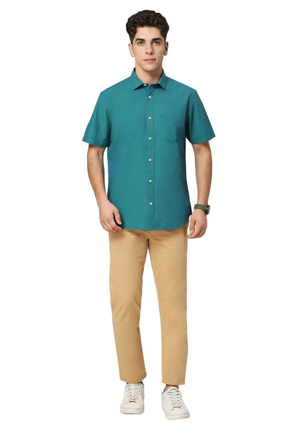 SLIM FIT COTTON FIL-A-FIL HALFSLEEVES SHIRT