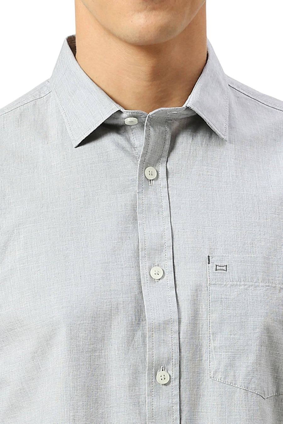 BASICS SLIM FIT MISTGREY COTTON FIL-A-FIL SHIRT