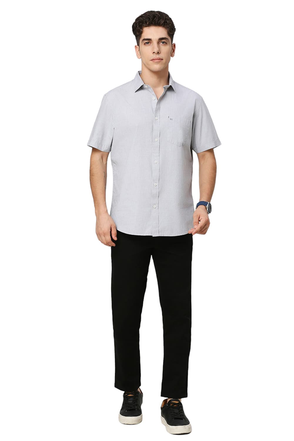 SLIM FIT COTTON FIL-A-FIL HALFSLEEVES SHIRT