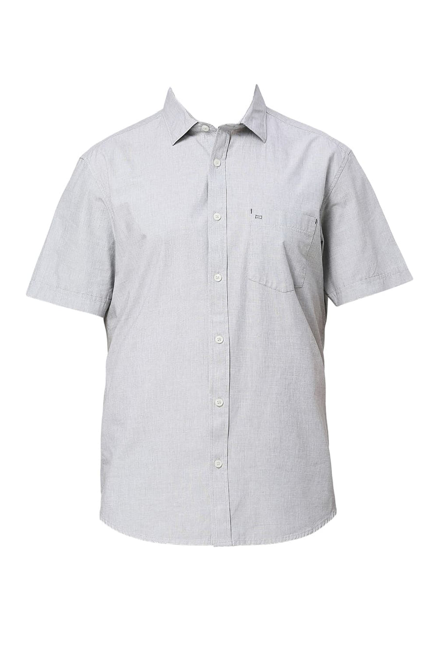 BASICS SLIM FIT MISTGREY COTTON FIL-A-FIL HALFSLEEVES SHIRT