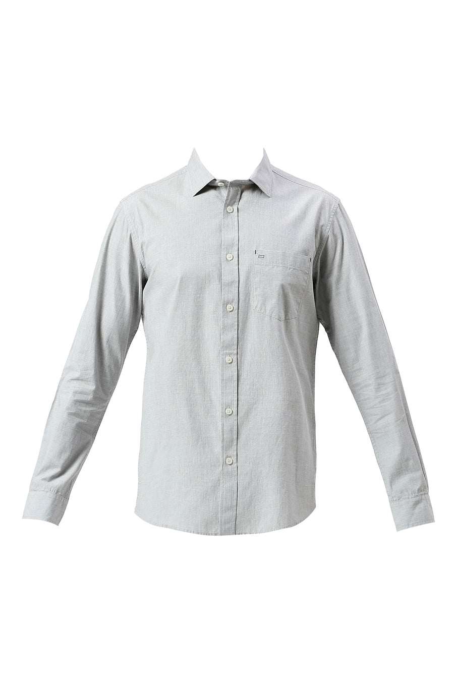 BASICS SLIM FIT MISTGREY COTTON FIL-A-FIL SHIRT