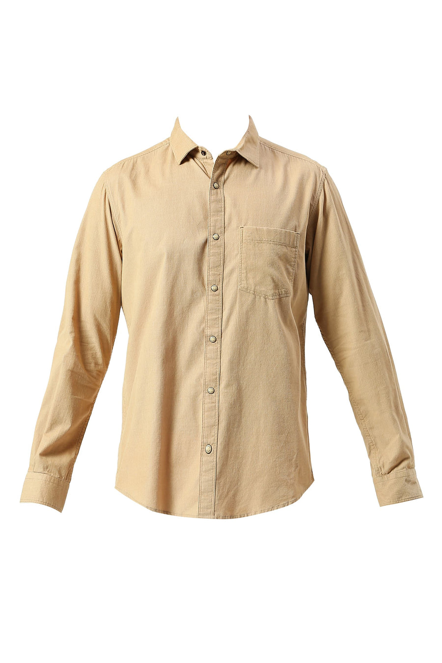 BASICS SLIM FIT CANDIED BEIGE COTTON CORD SHIRT