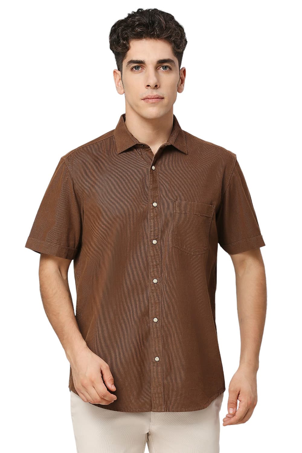 SLIM FIT COTTON CORD HALFSLEEVES SHIRT