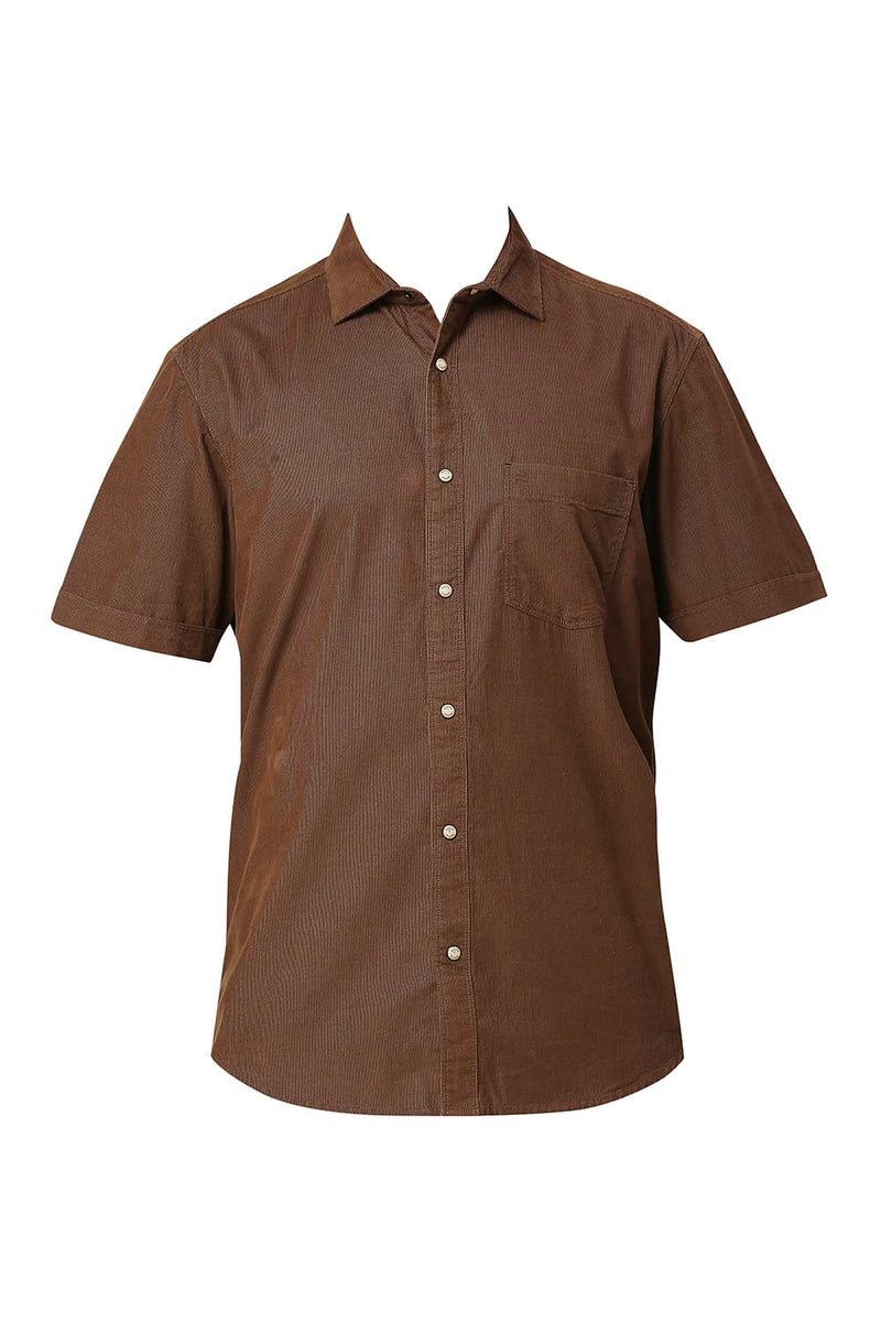 SLIM FIT COTTON CORD HALFSLEEVES SHIRT