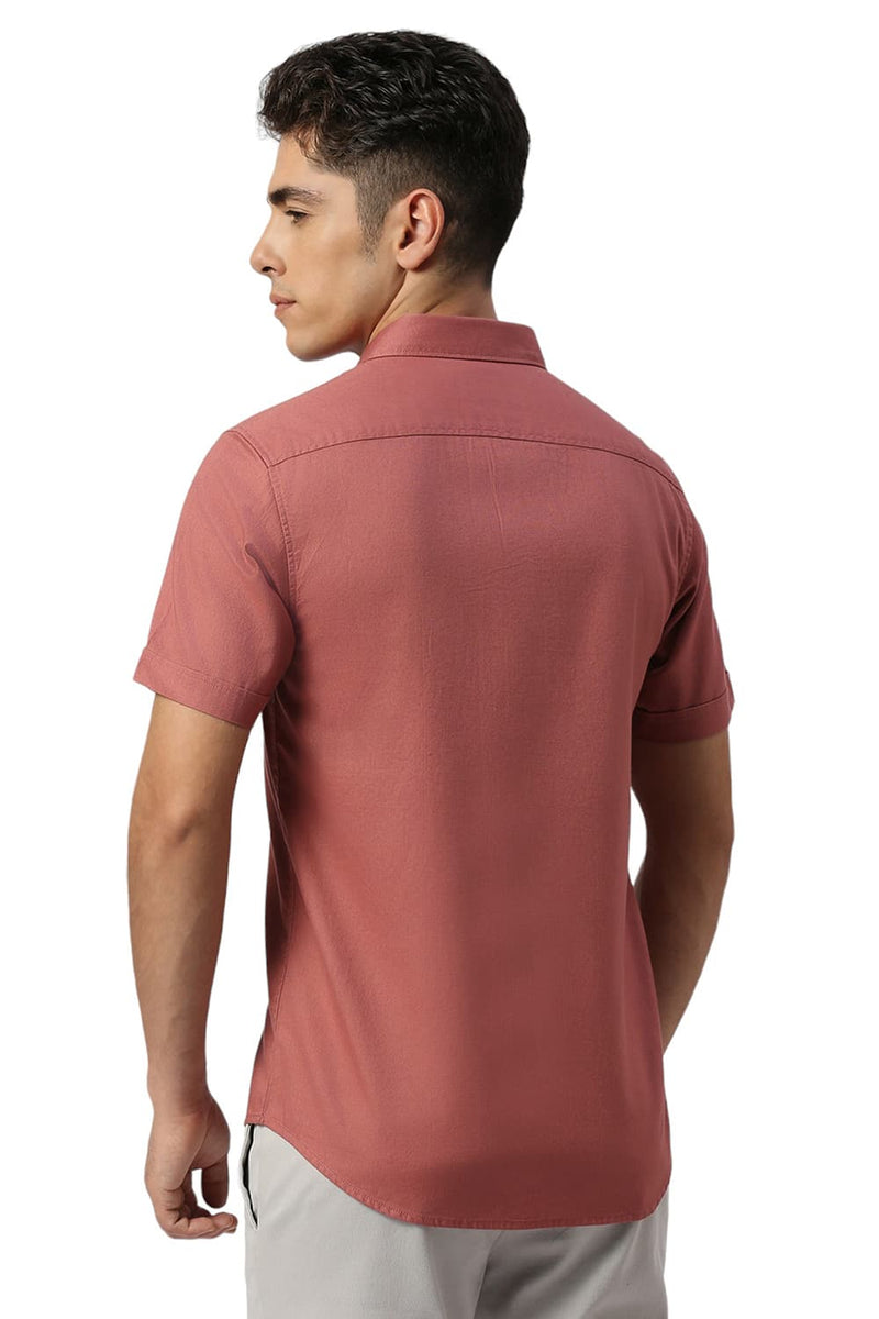 SLIM FIT COTTON DOBBY HALFSLEEVES SHIRT