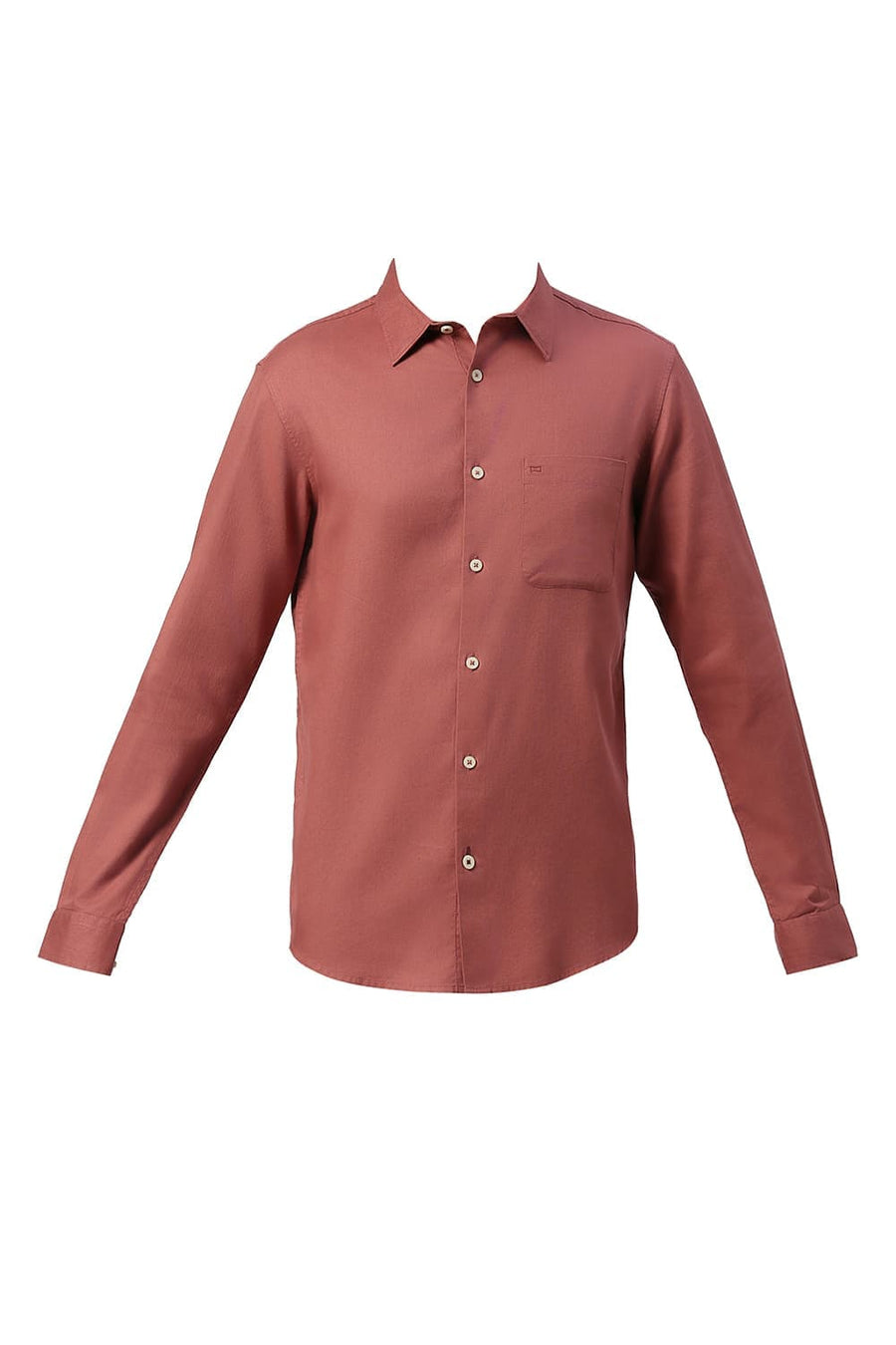 BASICS SLIM FIT COWHIDE RED COTTON DOBBY SHIRT