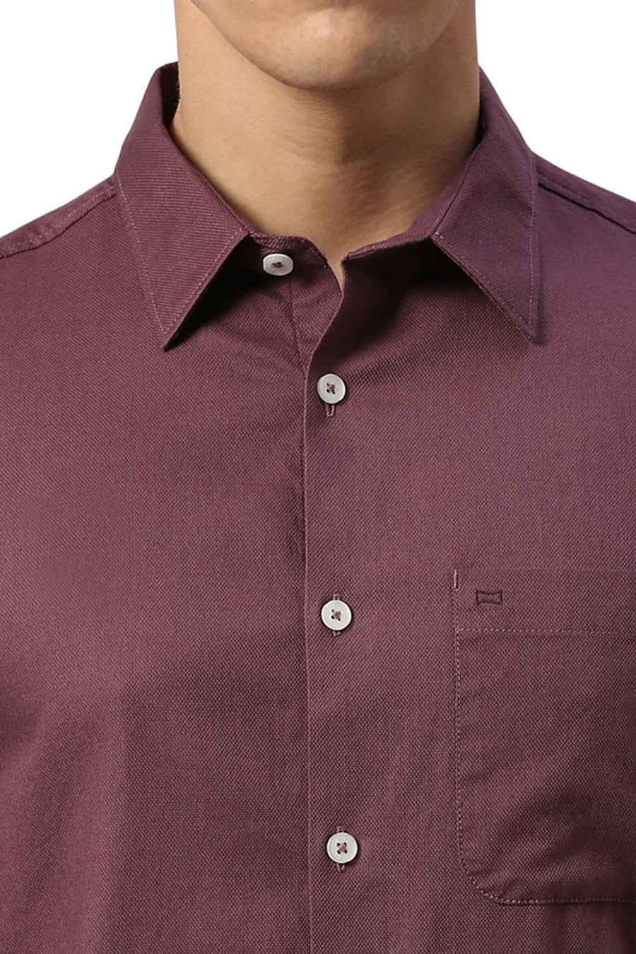BASICS SLIM FIT HAWTHORN PURPLE COTTON DOBBY SHIRT