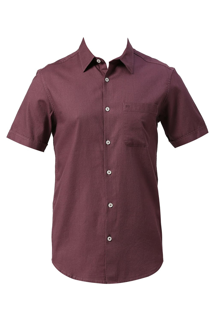 BASICS SLIM FIT HAWTHORN PURPLE COTTON DOBBY HALFSLEEVES SHIRT