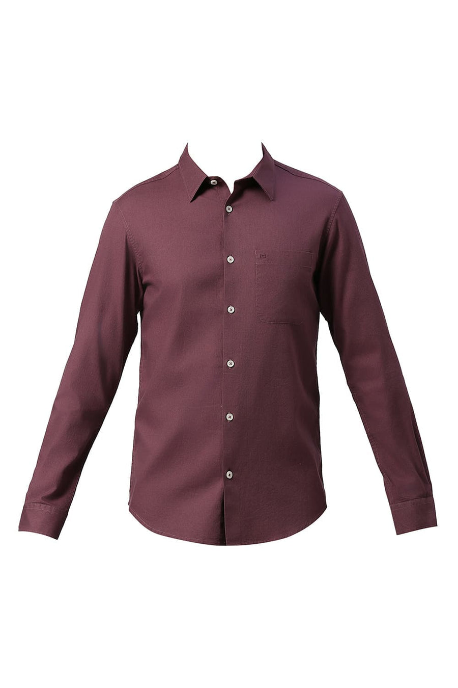 BASICS SLIM FIT HAWTHORN PURPLE COTTON DOBBY SHIRT