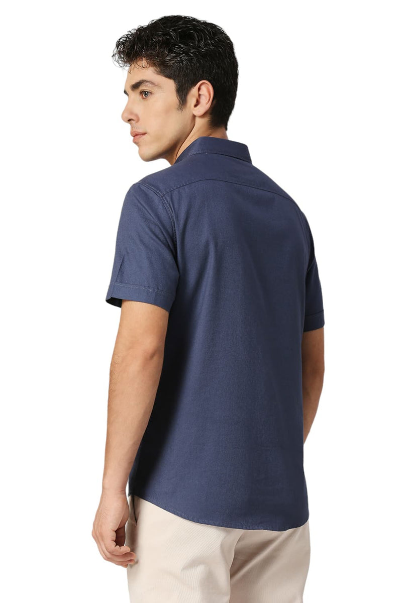 SLIM FIT COTTON DOBBY HALFSLEEVES SHIRT