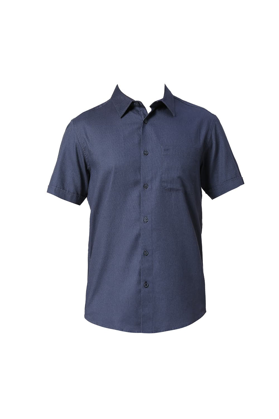 BASICS SLIM FIT BLUEFIN BLUE COTTON DOBBY HALFSLEEVES SHIRT