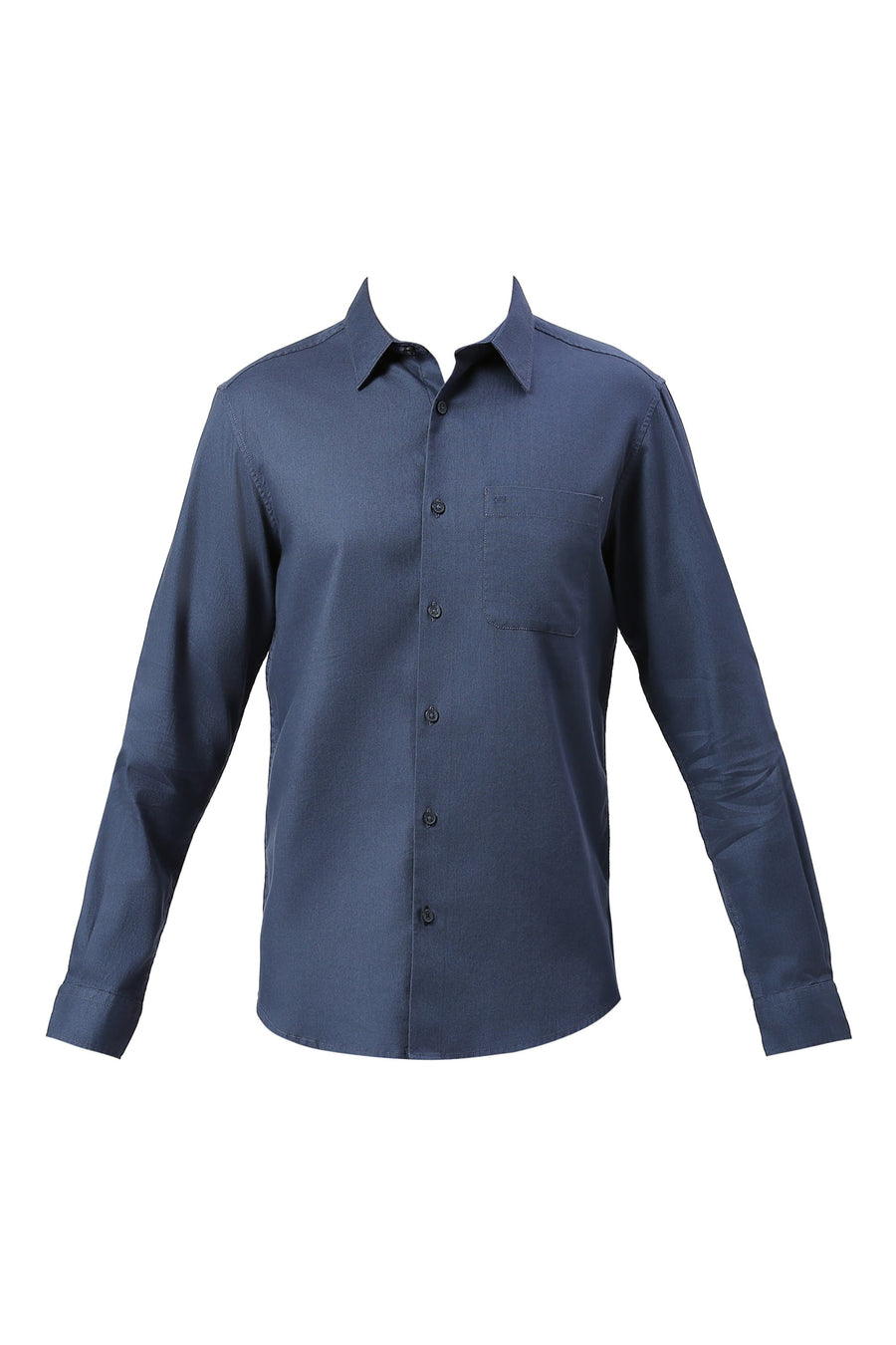 BASICS SLIM FIT BLUEFIN BLUE COTTON DOBBY SHIRT