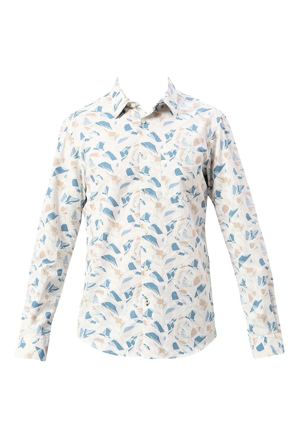 SLIM FIT COTTON SLUB PRINTED SHIRT