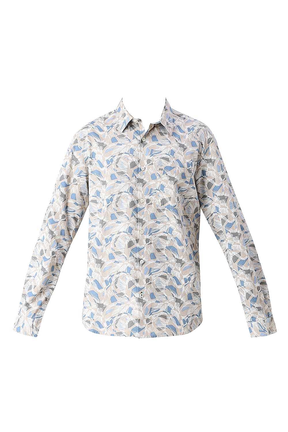 SLIM FIT COTTON SLUB PRINTED SHIRT