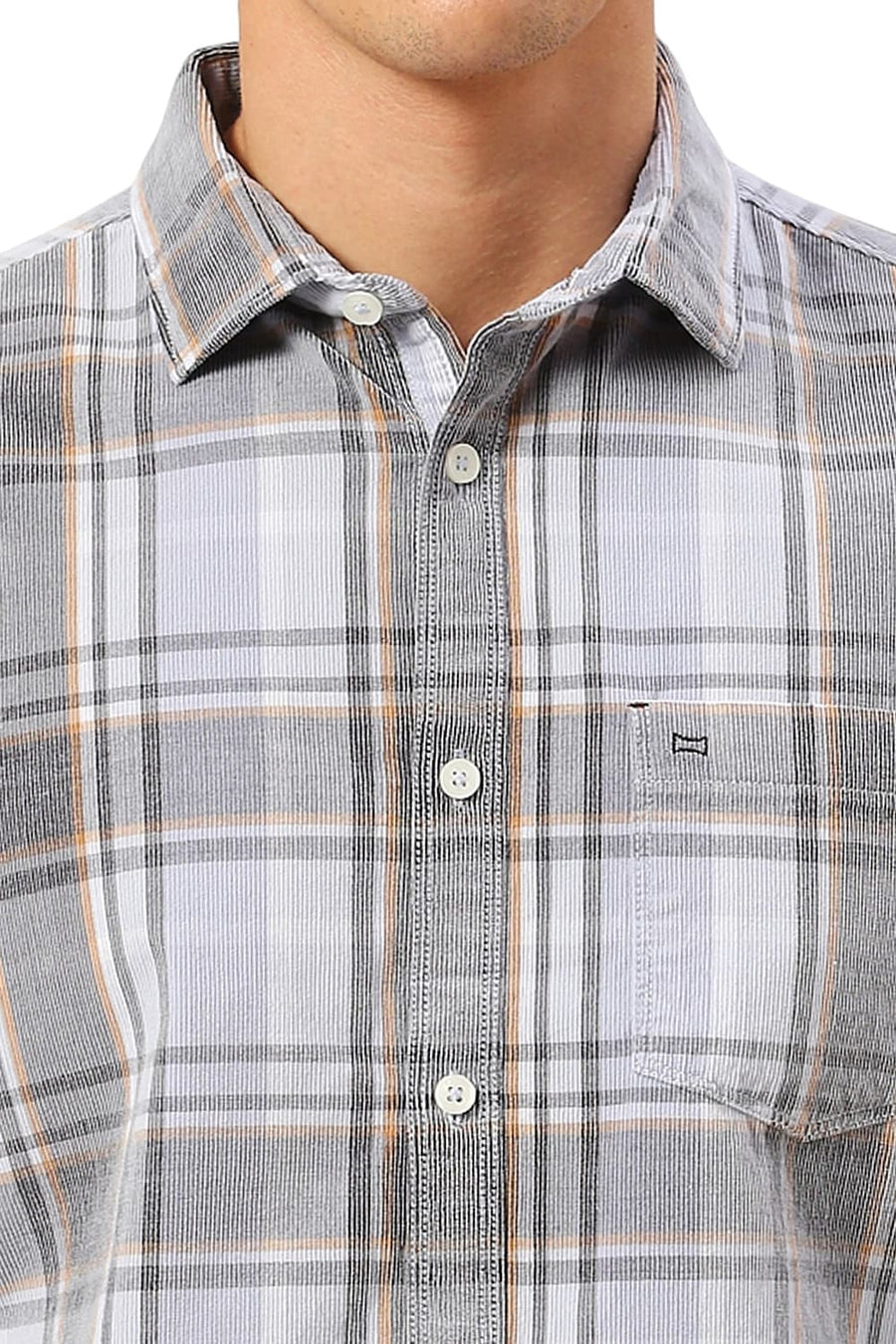 BASICS SLIM FIT PURPLE SERENITY COTTON CORDUORY CHECKS SHIRT