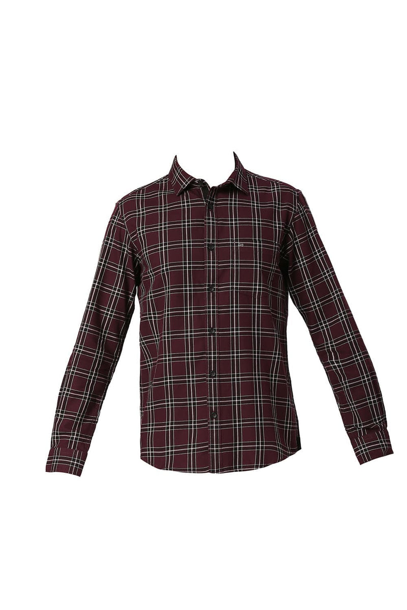SLIM FIT COTTON TWILL CHECKS SHIRT