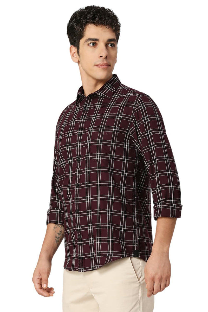 SLIM FIT COTTON TWILL CHECKS SHIRT