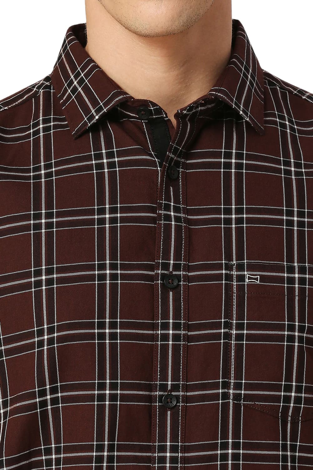 SLIM FIT COTTON TWILL CHECKS HALFSLEEVES SHIRT