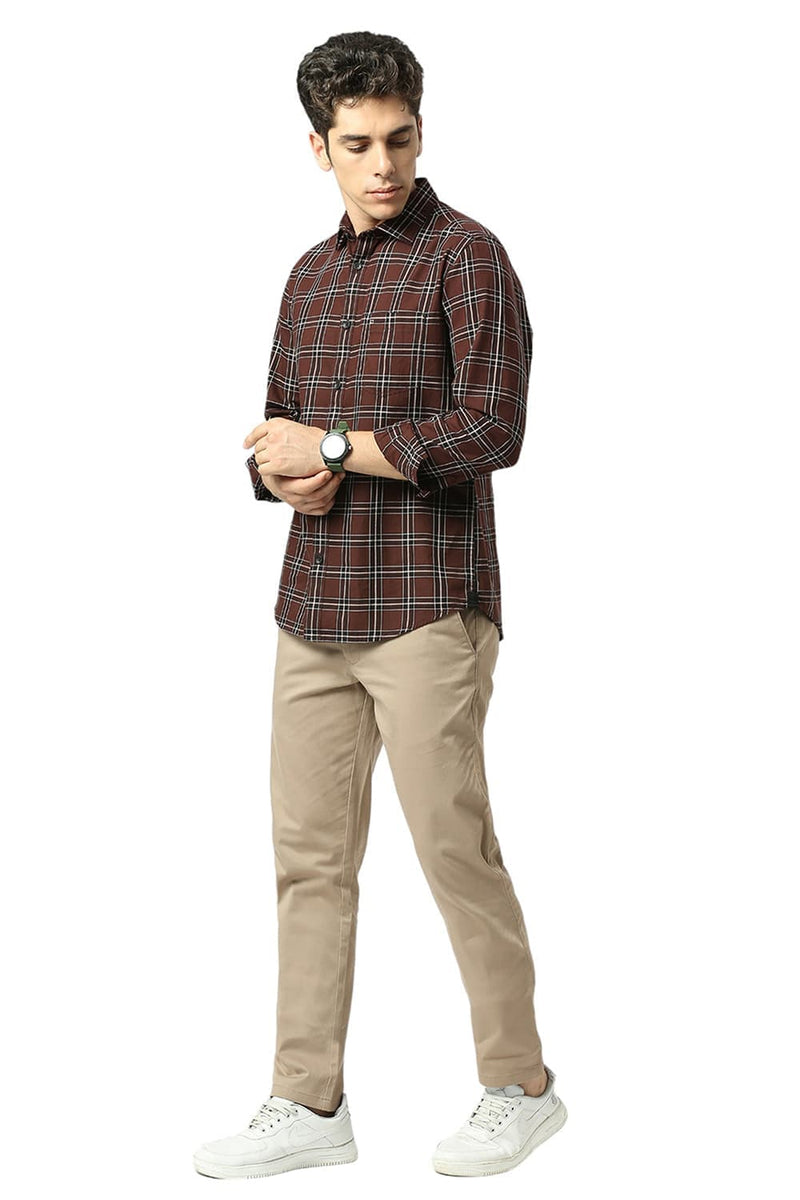SLIM FIT COTTON TWILL CHECKS SHIRT