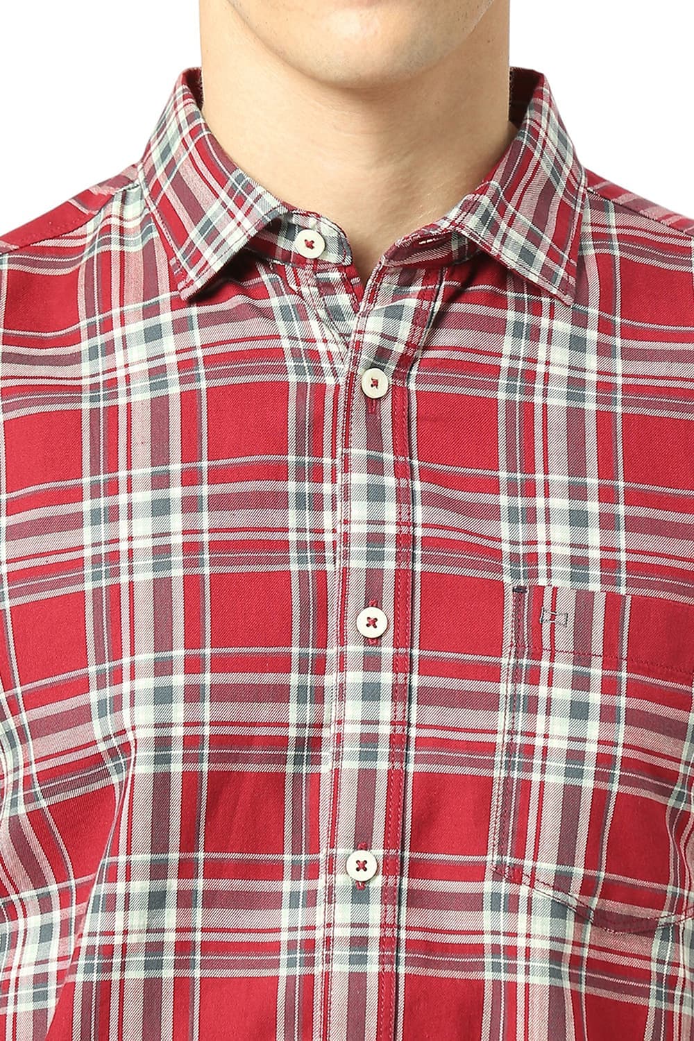 SLIM FIT COTTON TWILL CHECKS SHIRT