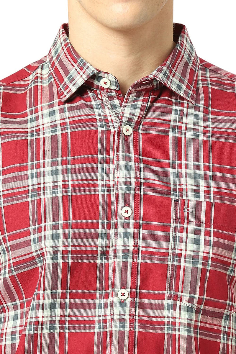 SLIM FIT COTTON TWILL CHECKS SHIRT