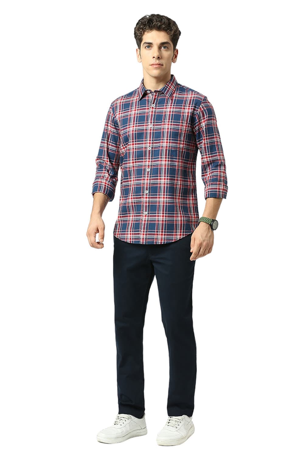 SLIM FIT COTTON TWILL CHECKS SHIRT